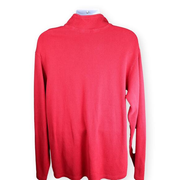 Eddie Bauer Red Mens Long Length High Neck 1/2 Zip Sweater XL T - Picture 3 of 9